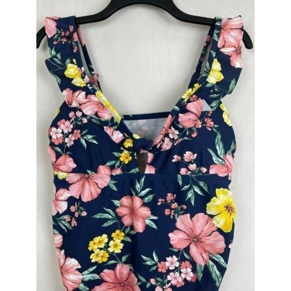 𝅺Isabel Maternity by Ingrid Floral Print Peephole Tankini Top Size L - Picture 4 of 7